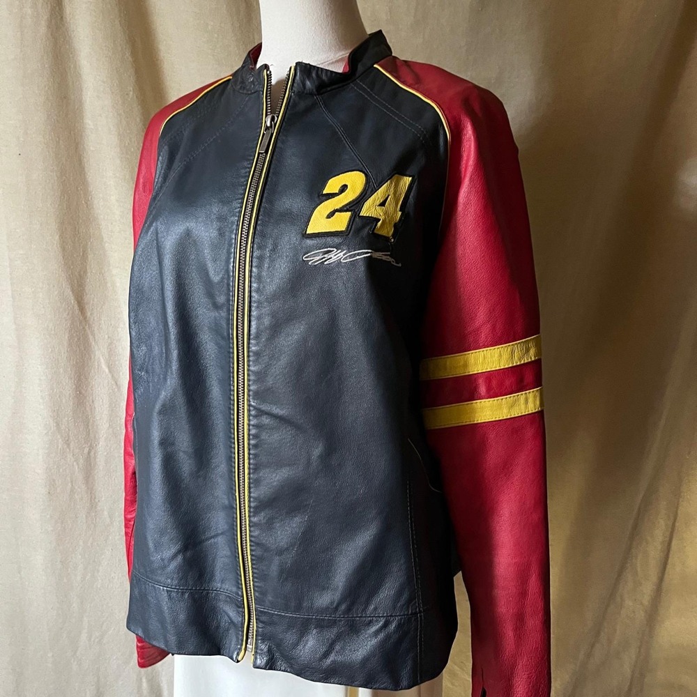 Wilsons Leather Chase Authentics #24 NASCAR Racing Jacket Women's XL Red Black